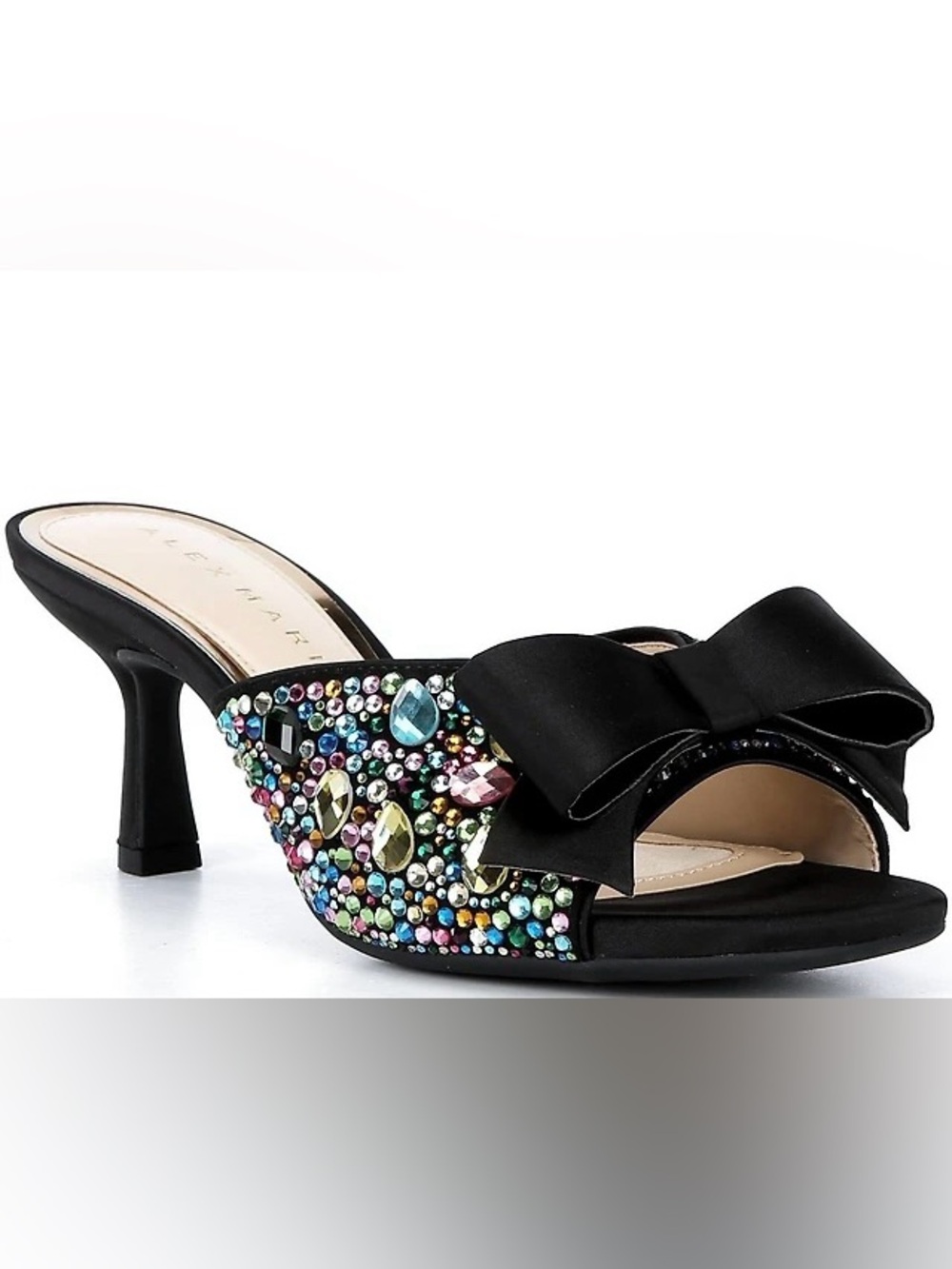 Alex Marie Bridget Three Multi Jewel Embellished Bow Slide Sandals